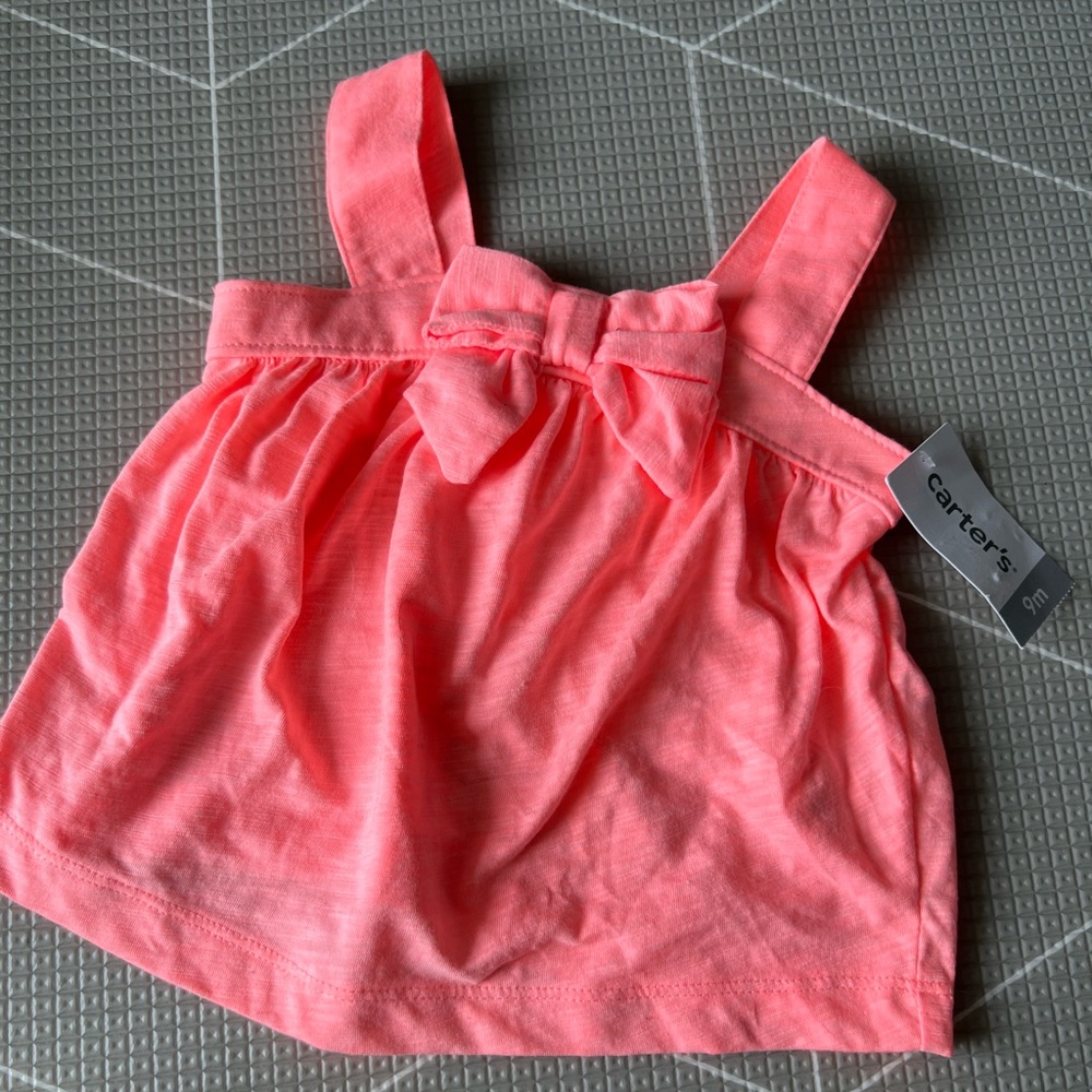 Carters neon pink bow tank top 9M